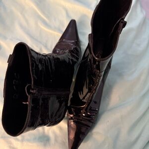 BCBG Black Patent Heeled Booties